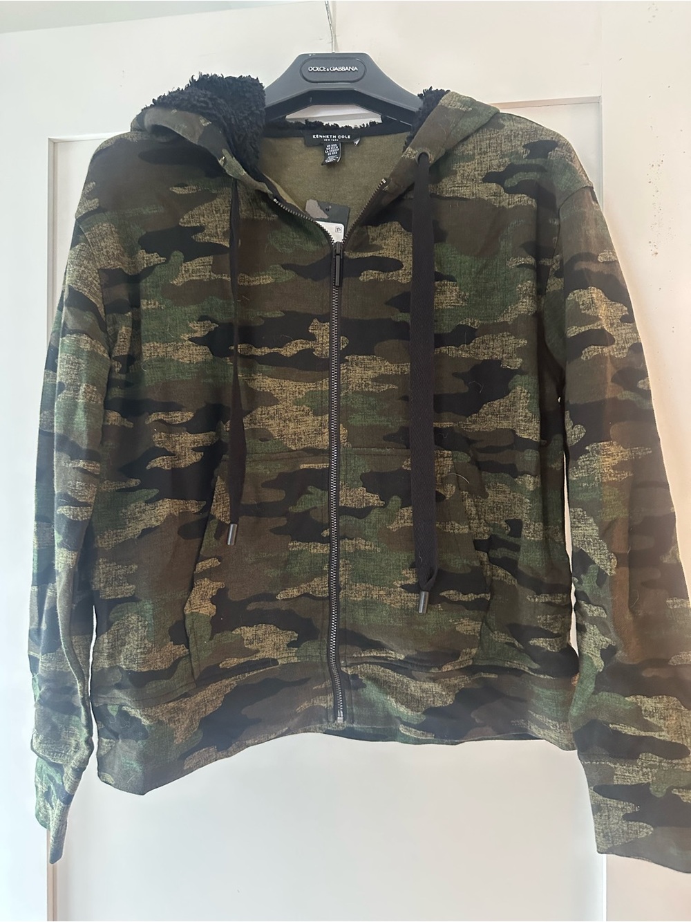 Kenneth Cole Green & Black Camouflage Hooded Zip-Up Jacket